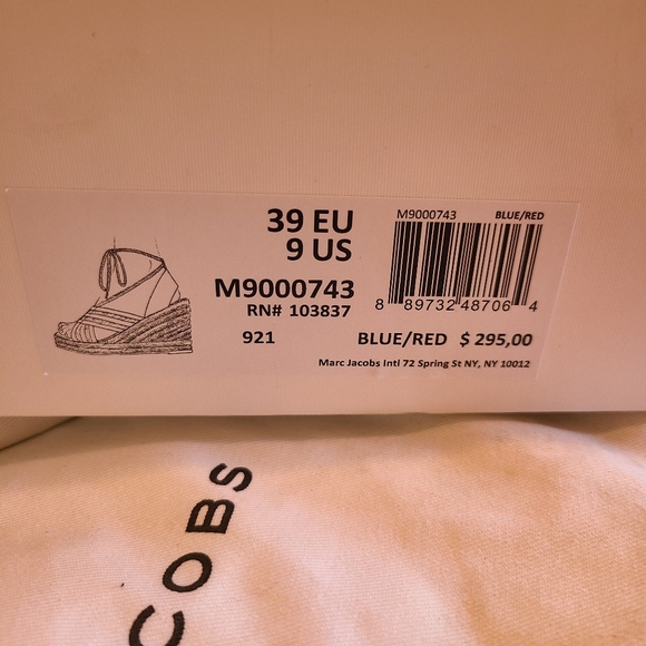 MARC JACOBS DANI ESPADRILLE BLU/RED WEDGE SANDAL - Picture 11 of 11